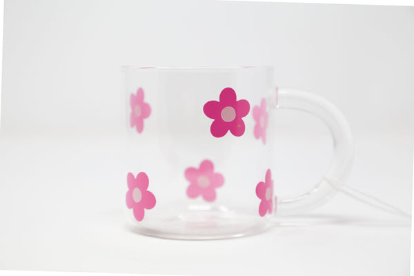 Sign It RT - Glass Mug - Pink Daisies